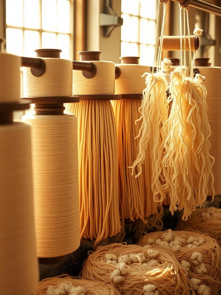 Natural cotton yarn spools