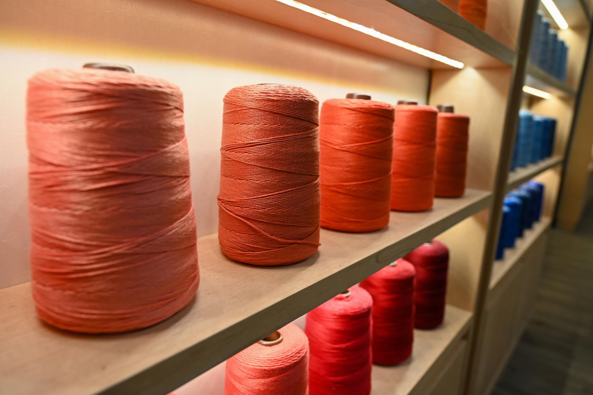 Natural cotton yarn spools